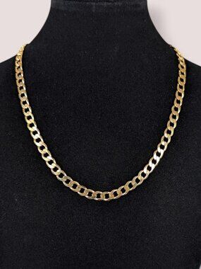 Gold Tone Curb Chain Necklace
